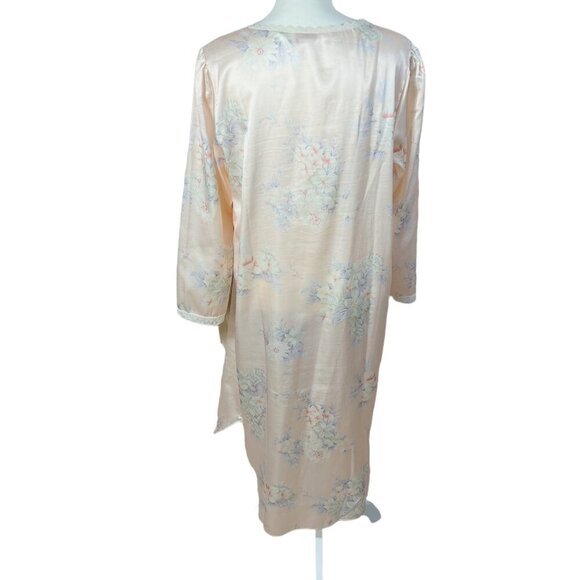 Vintage Barbizon Pink Satin Nightgown Lace Trim Bow Coquette 1980s Size M - Picture 6 of 10